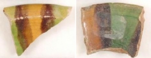 Glazed sherds from Hawara, Egypt, UC4594 and UC4595 - Copyright of the Petrie Museum of Egyptian Archaeology, UCL